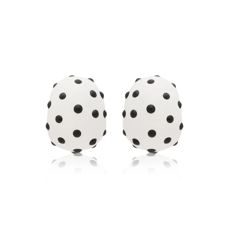 White & Black Polka Dot Clip Earrings sold by Kenneth Jay Lane