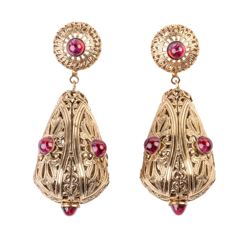 Ruby Filigree Clip On Earrings sold by Kenneth Jay Lane
