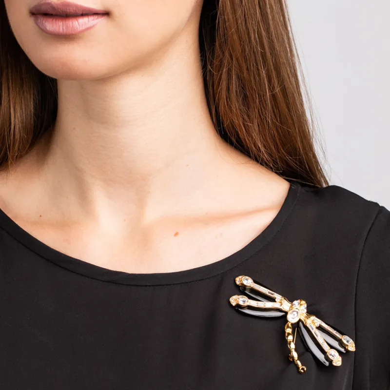 Gold and Crystal Dragonfly Pin sold by Kenneth Jay Lane