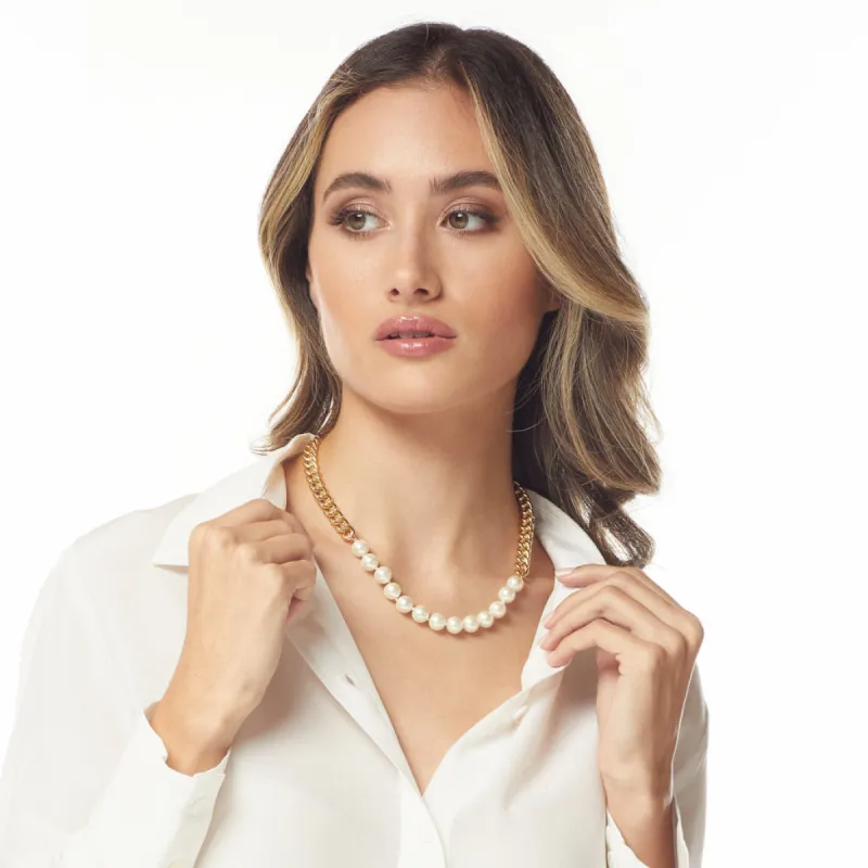 Gold Chain & Pearl Necklace sold by Kenneth Jay Lane