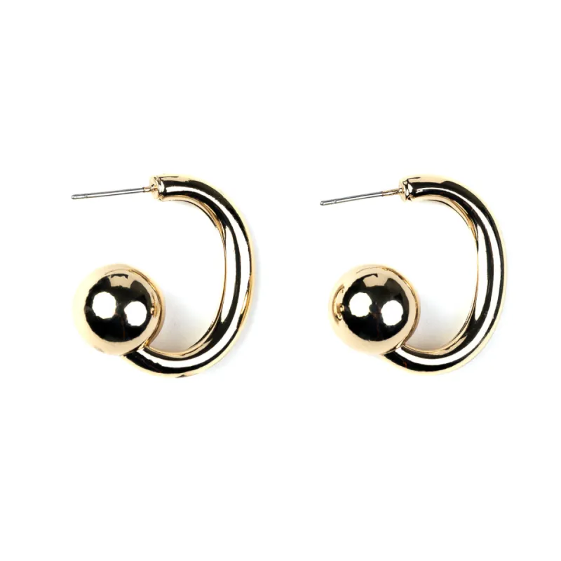 Gold Hoop with Ball End Post Earrings sold by Kenneth Jay Lane