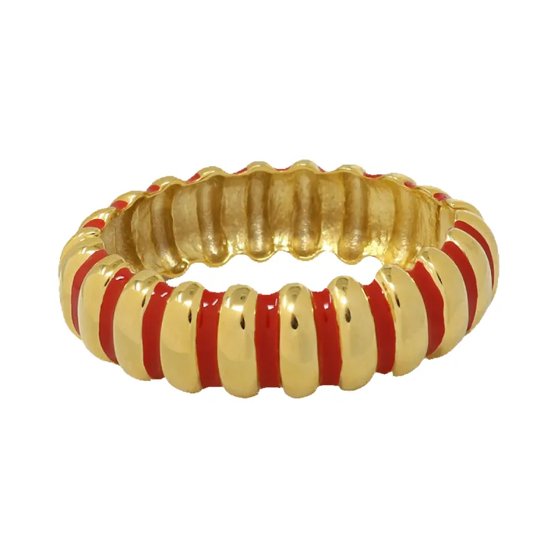 Red Enamel Ribbed Bracelet sold by Kenneth Jay Lane