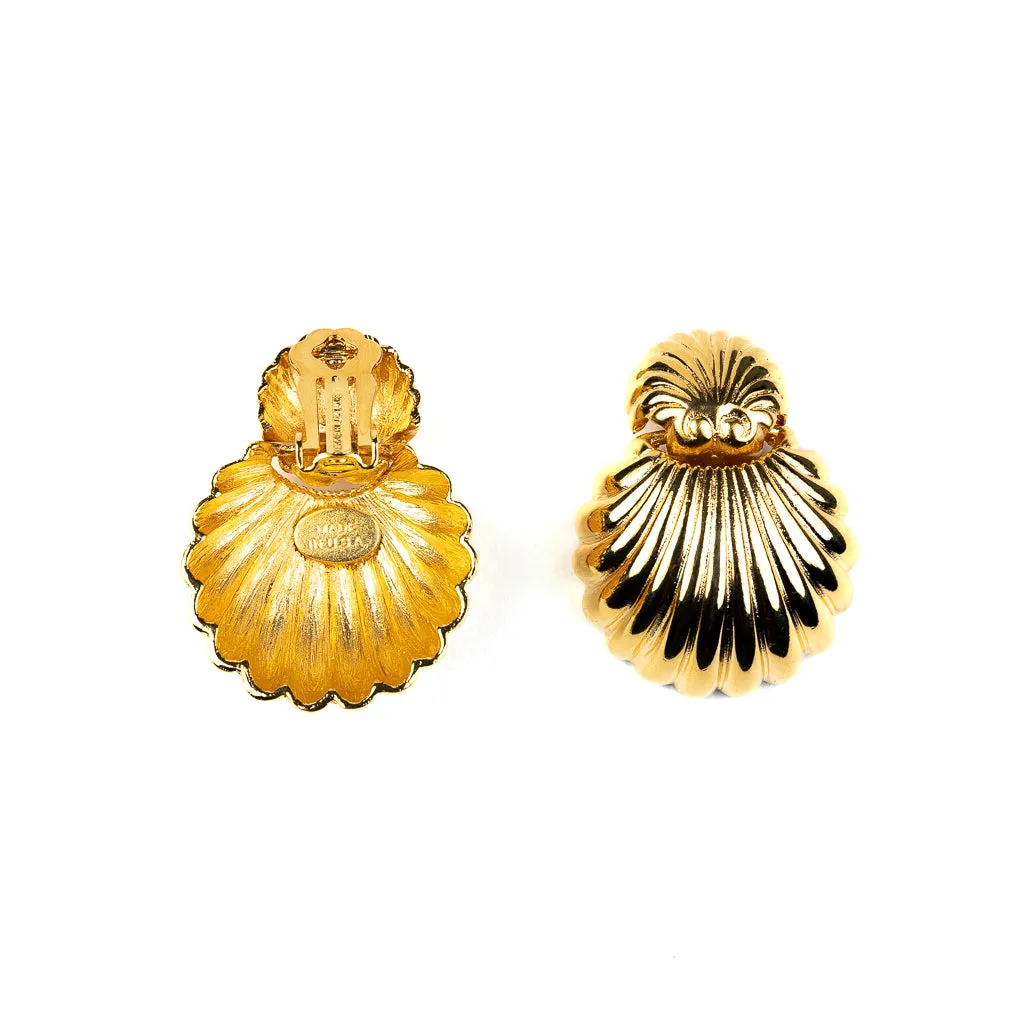 Gold Seashell Clip Earrings sold by Kenneth Jay Lane product image thumbnail 3