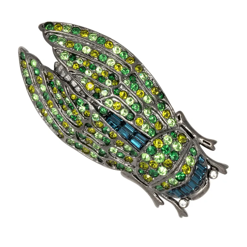 Gunmetal & Green Large Cicada Pin sold by Kenneth Jay Lane