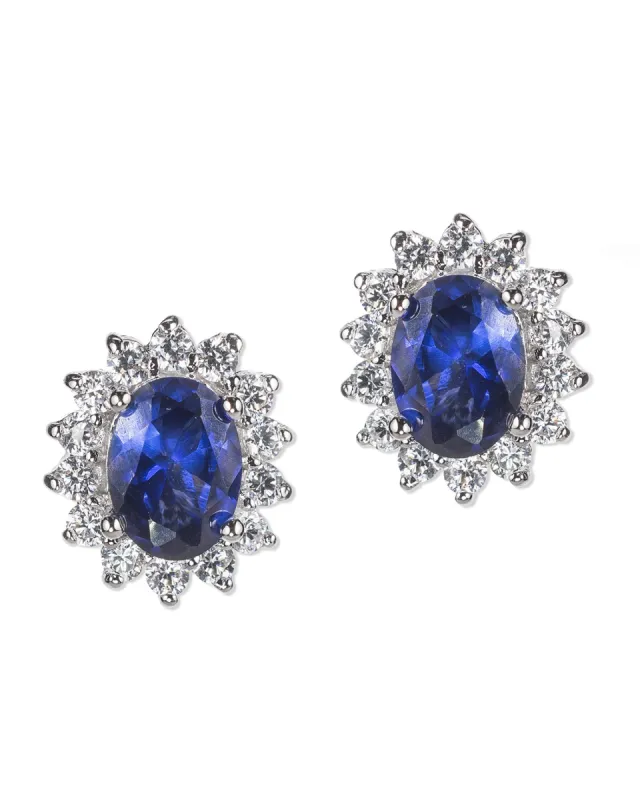 Sapphire & Cubic Zirconia Post Earrings sold by Kenneth Jay Lane