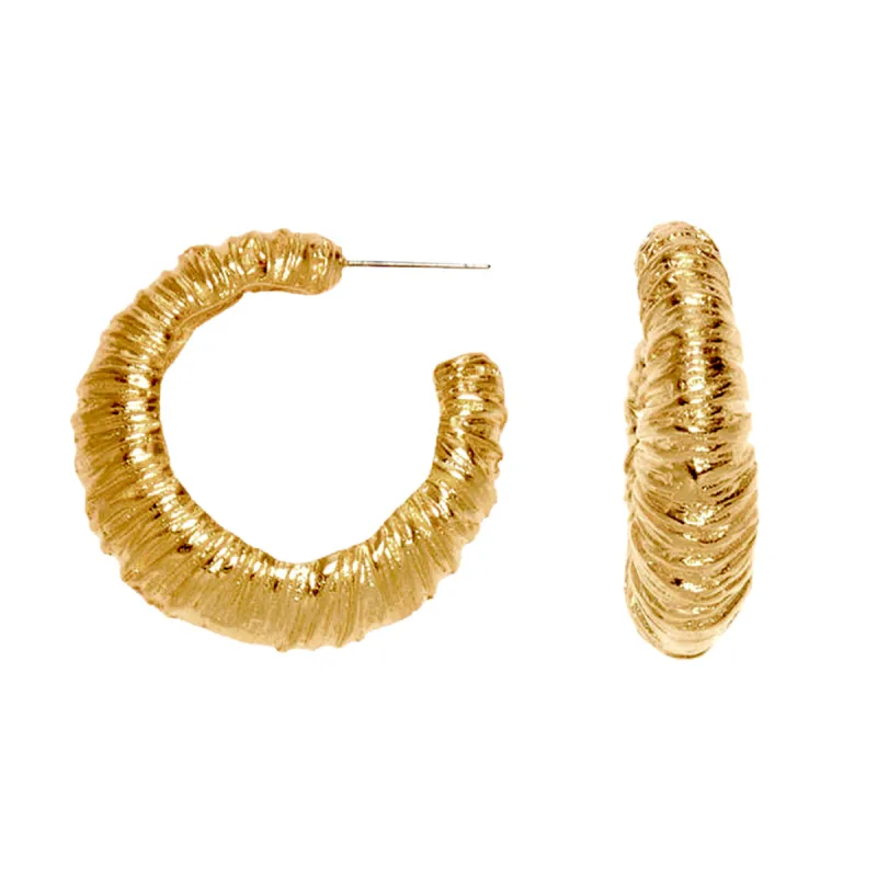 Satin Gold Wrapped Pierced Hoop Earrings sold by Kenneth Jay Lane