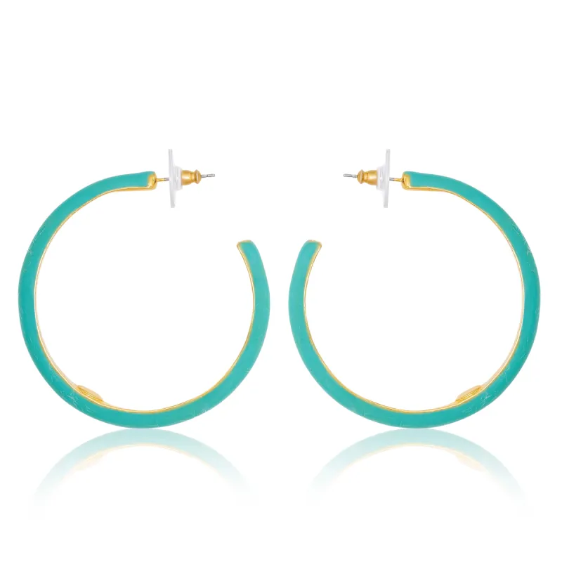 Teal and Gold Hoop Earrings sold by Kenneth Jay Lane