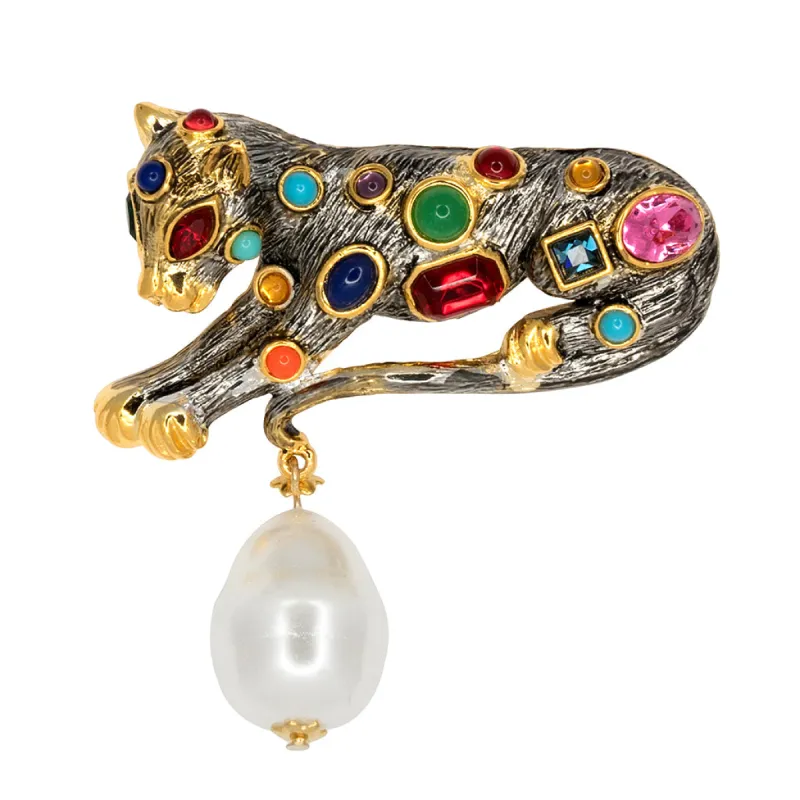 Antique Silver Leopard Pin sold by Kenneth Jay Lane