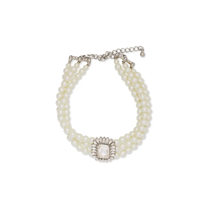 Three Row Pearl & Crystal Choker sold by Kenneth Jay Lane