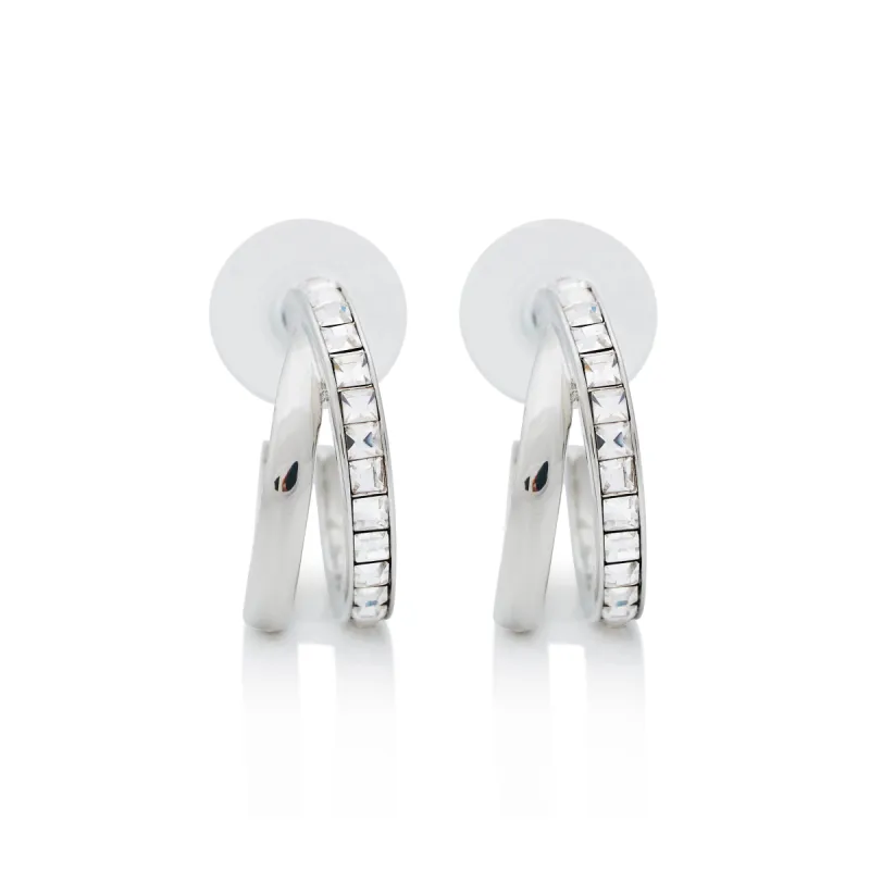 Double Row Crystal Hoop Pierced Earrings sold by Kenneth Jay Lane