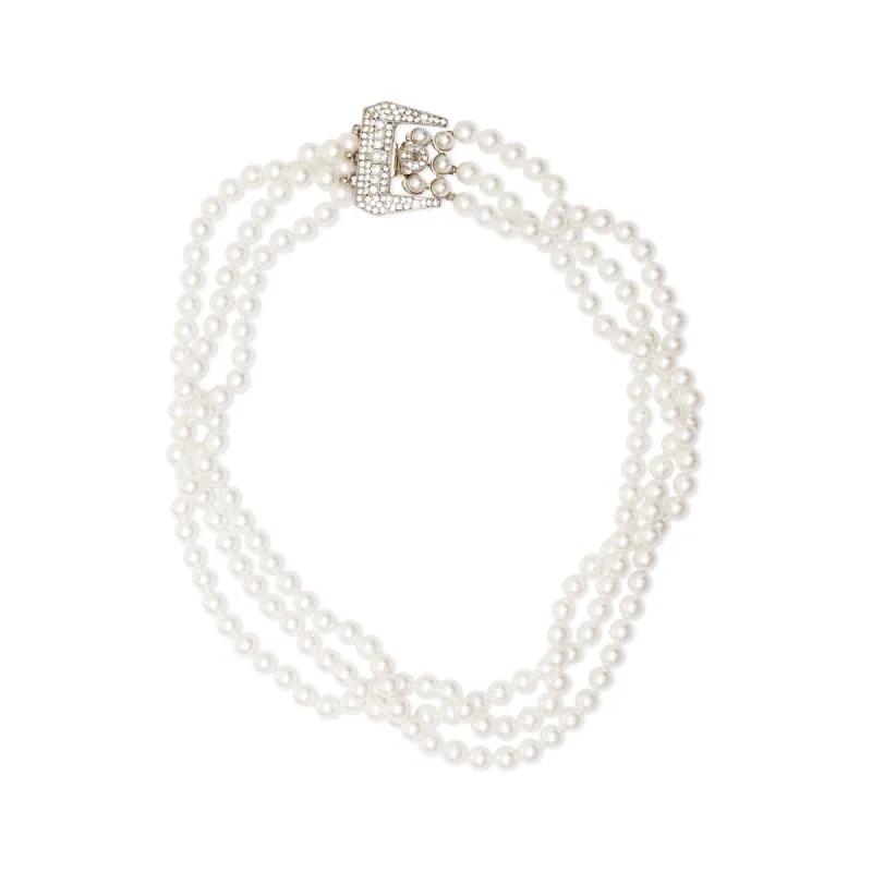 White Pearl & Rhodium Necklace sold by Kenneth Jay Lane
