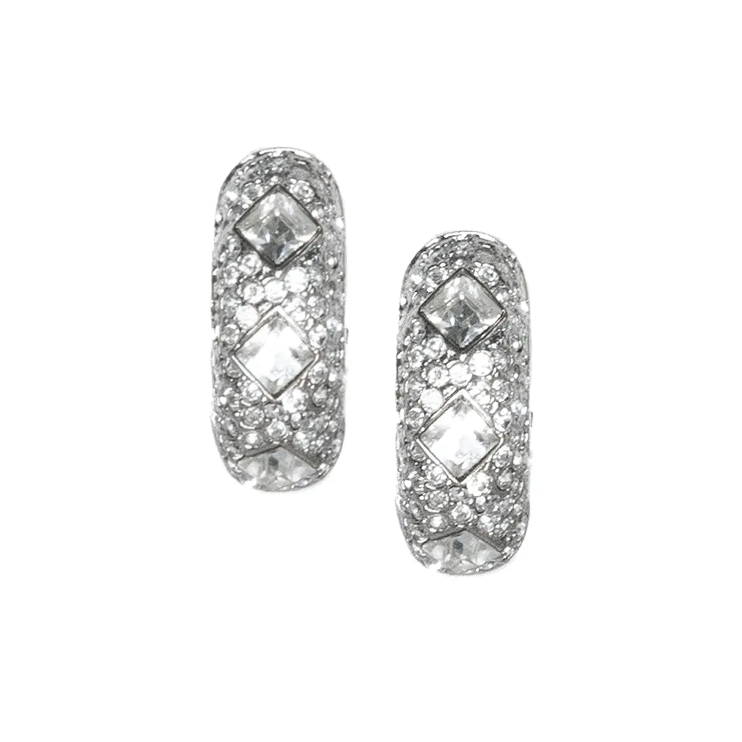 Crystal Half Hoop Clip Earrings sold by Kenneth Jay Lane