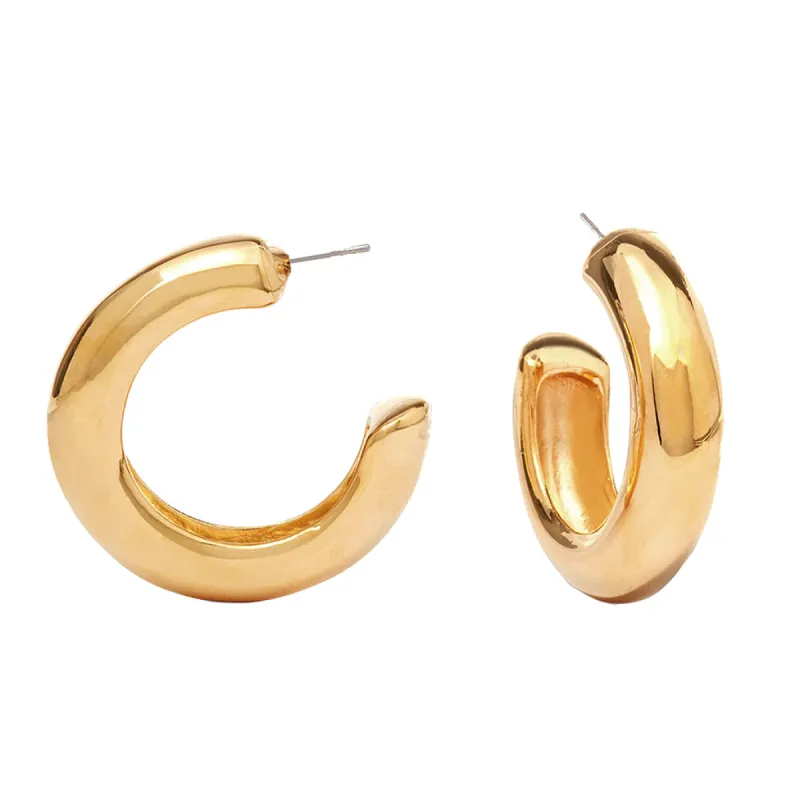 Polished Gold Tube Hoop Earrings sold by Kenneth Jay Lane