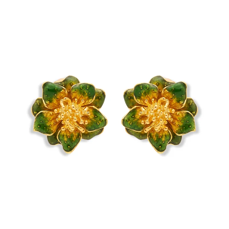 Green Enamel Flower Clip Earring sold by Kenneth Jay Lane
