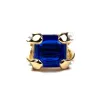 Polished Gold Adjustable Ring with Sapphire Stone Center and Pearls sold by Kenneth Jay Lane