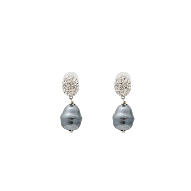 Rhodium Grey Baroque Pearl Drop Post Earring sold by Kenneth Jay Lane
