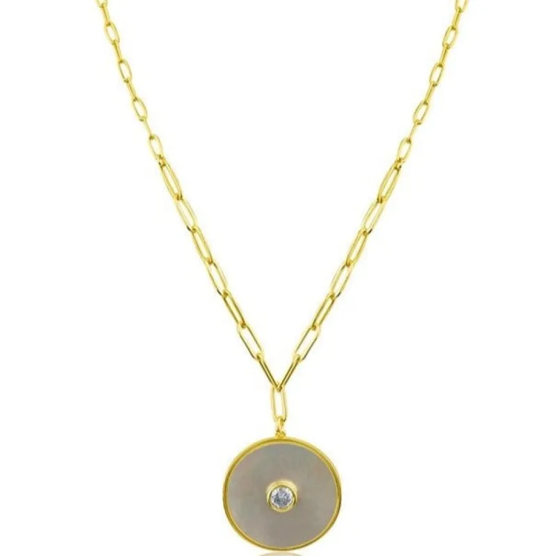 Round CZ Disc Pendant sold by Kenneth Jay Lane