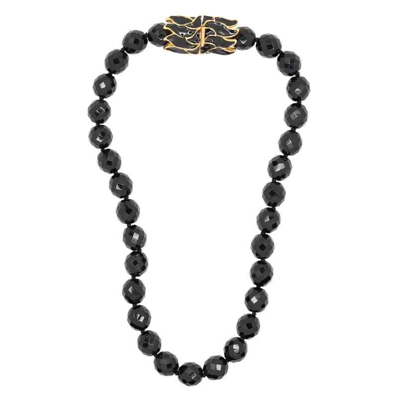 Vintage Jet Bead Necklace W/ Black Pendant sold by Kenneth Jay Lane