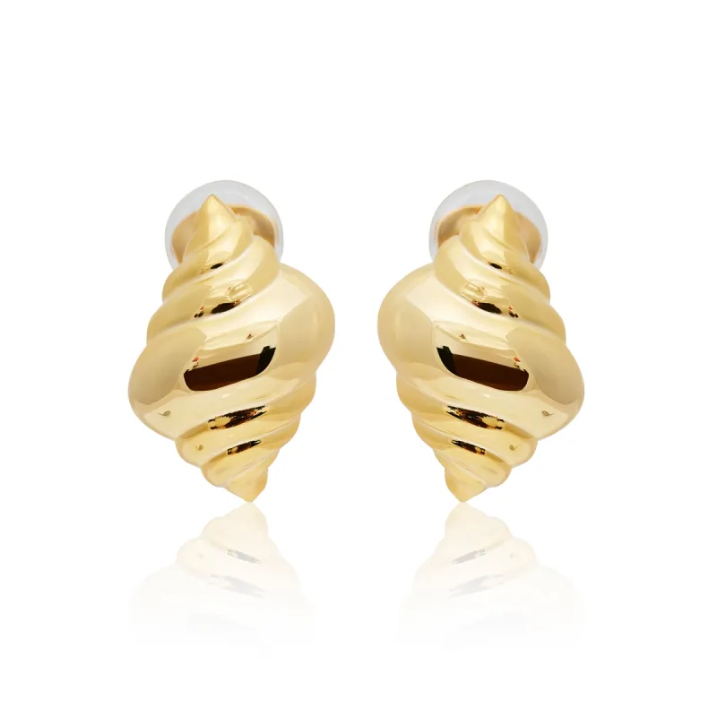 Polished Gold Shell Clip Earrings sold by Kenneth Jay Lane