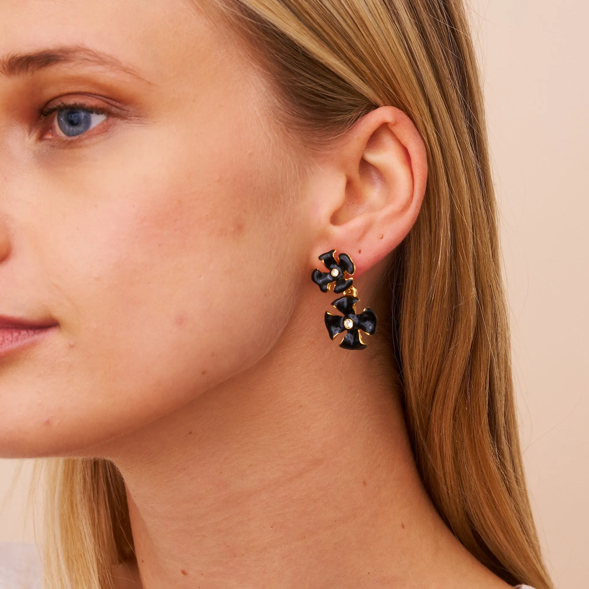 Black & Crystal Center Drop Earrings sold by Kenneth Jay Lane product image thumbnail 2