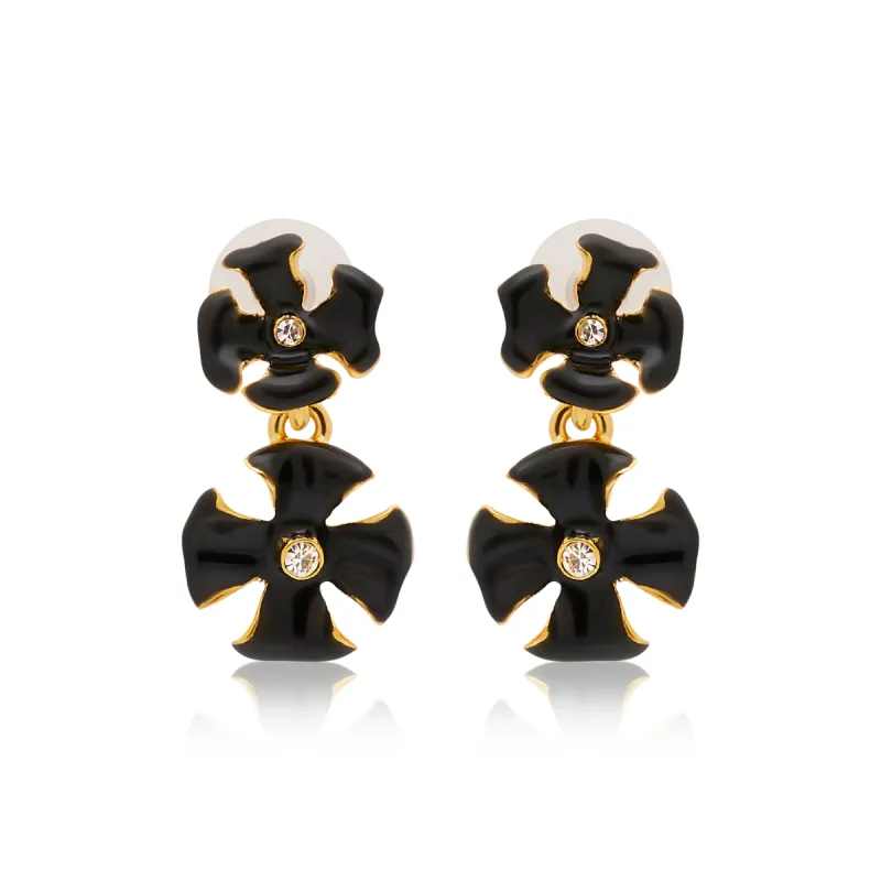 Black & Crystal Center Drop Earrings sold by Kenneth Jay Lane