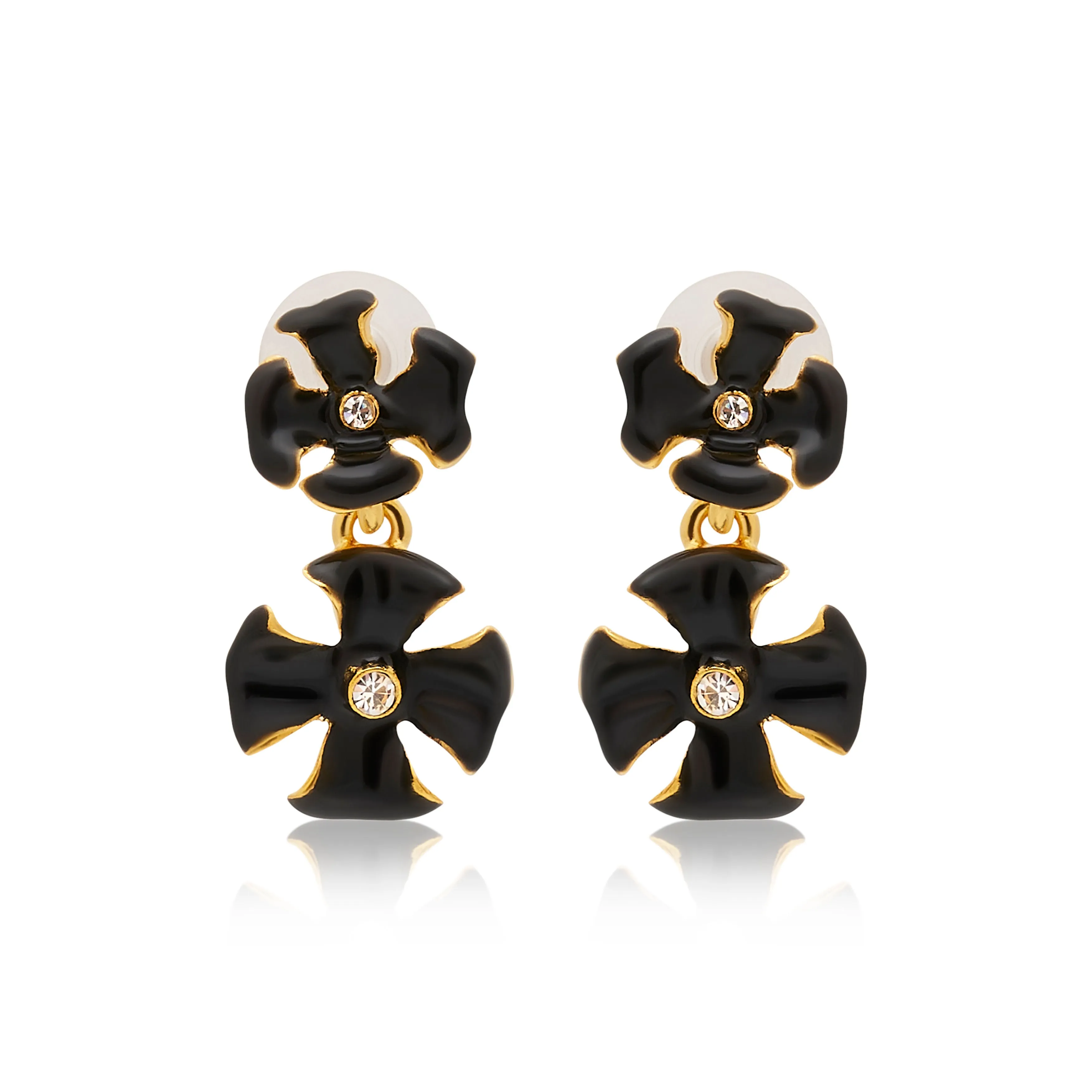 Black & Crystal Center Drop Earrings sold by Kenneth Jay Lane