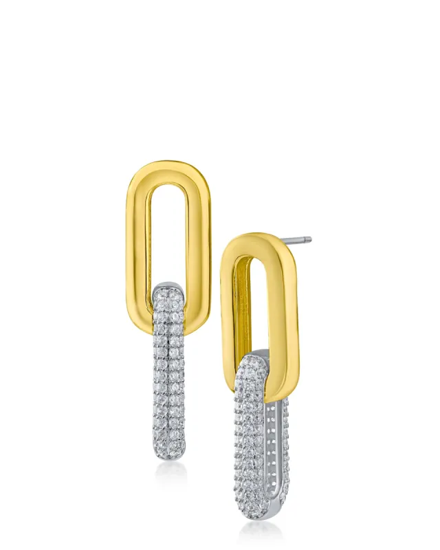 Pave Cubic Zirconia Oval Link Drop Earrings sold by Kenneth Jay Lane