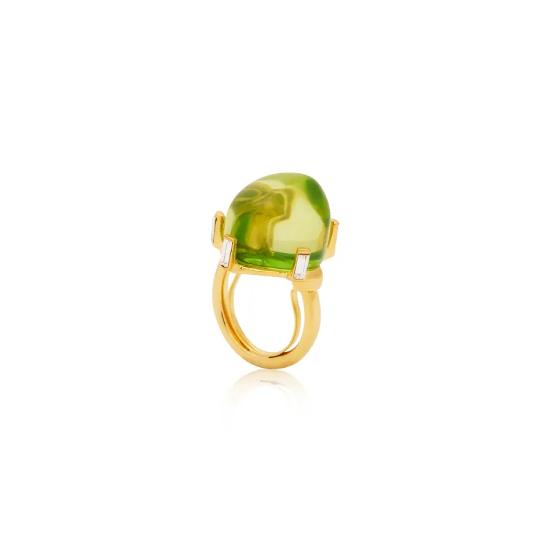 Peridot Nugget Adjustable Gold Ring sold by Kenneth Jay Lane