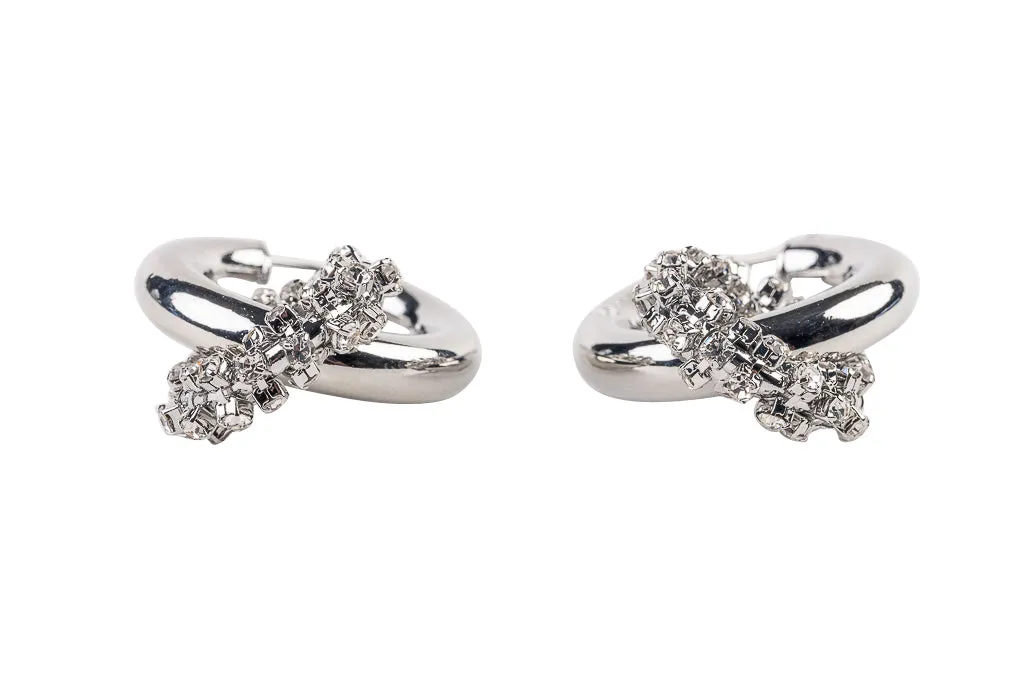 Silver Hoop Earring with Rhinestone Ring sold by Kenneth Jay Lane product image thumbnail 3