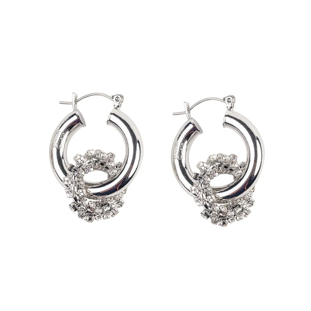 Silver Hoop Earring with Rhinestone Ring sold by Kenneth Jay Lane