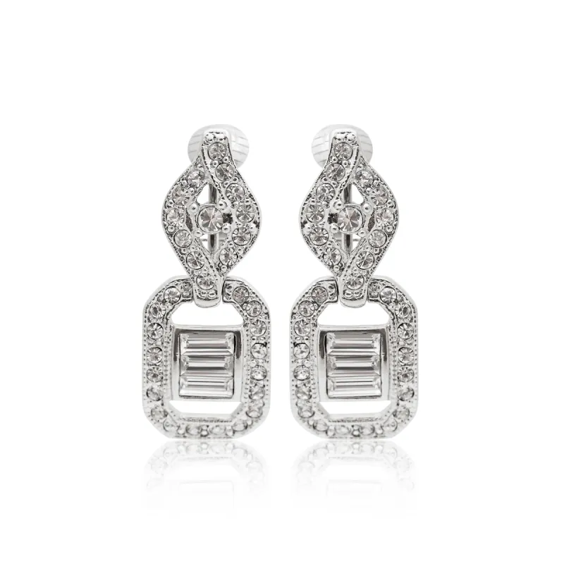 Silver Shimmer Drop Clip-On Earrings sold by Kenneth Jay Lane