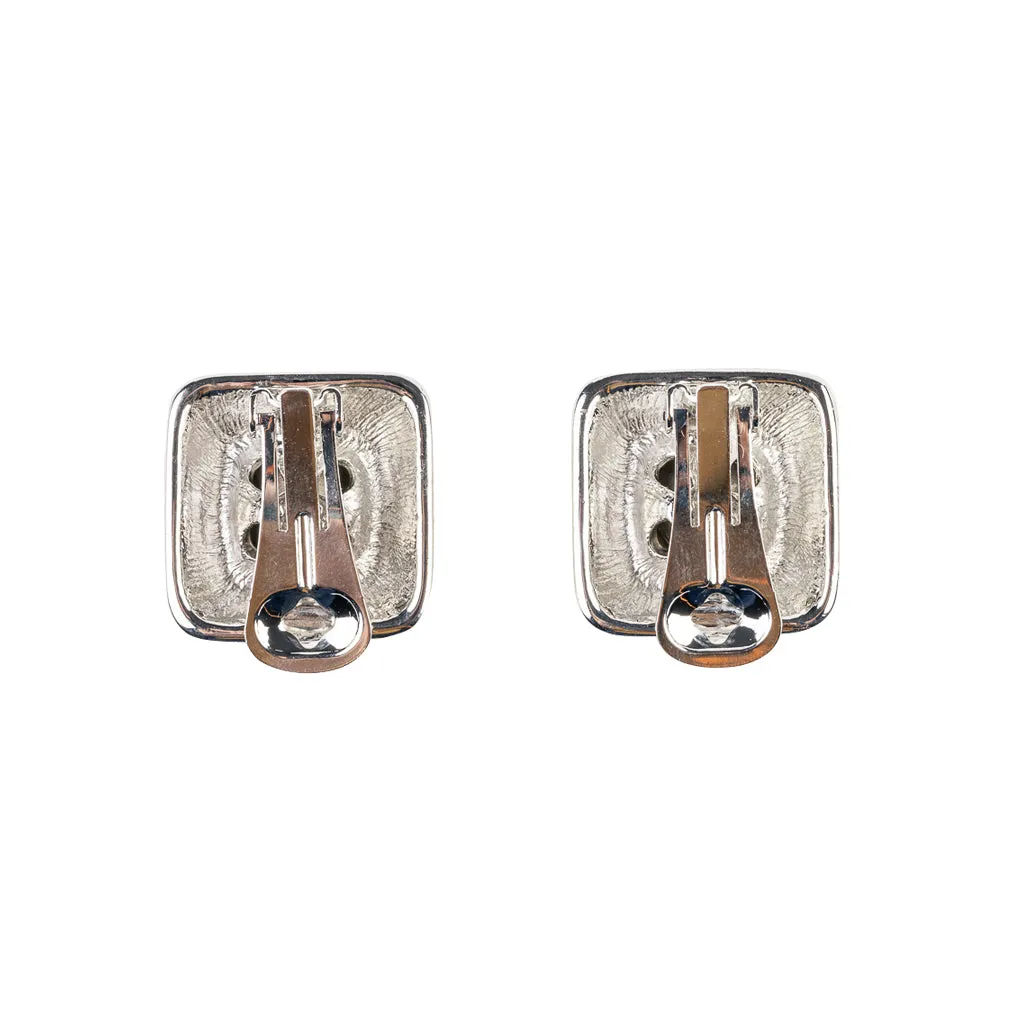 Crystal and Silver Square Clip Earring sold by Kenneth Jay Lane product image thumbnail 5