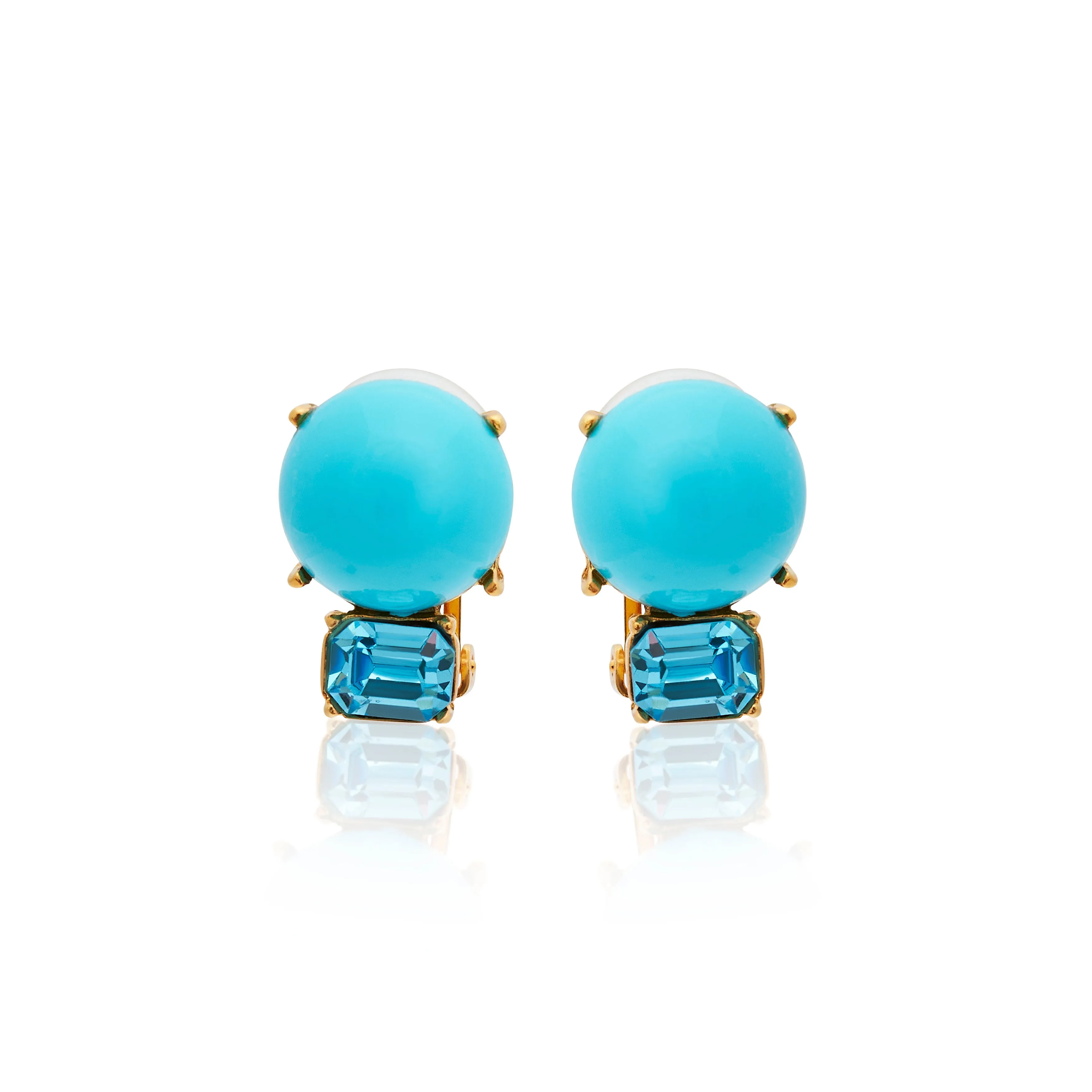Turquoise & Aqua Gold Clip Earrings sold by Kenneth Jay Lane