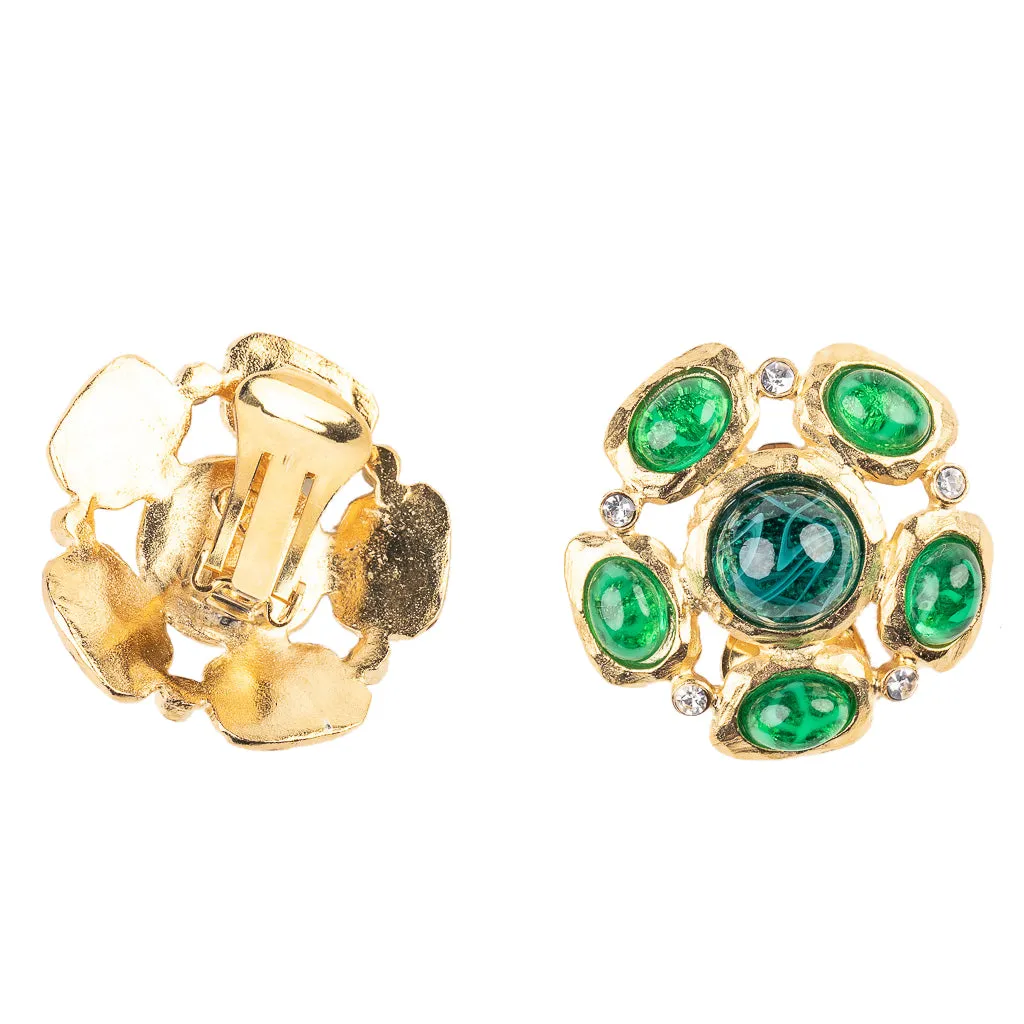 Emerald Cabochon Clip Earrings sold by Kenneth Jay Lane product image thumbnail 3