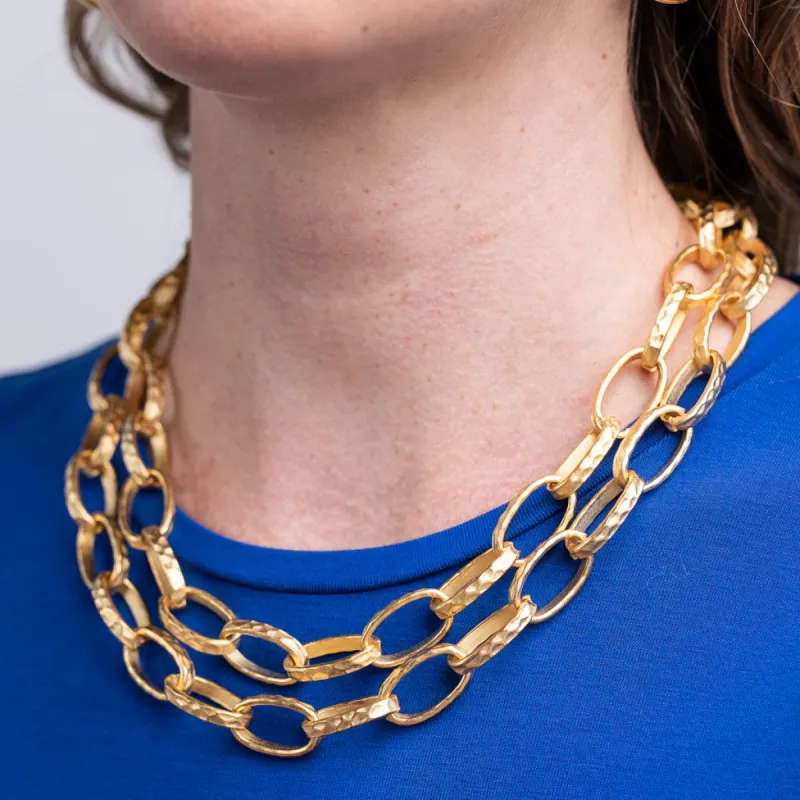 Satin Gold Small Link Necklace sold by Kenneth Jay Lane