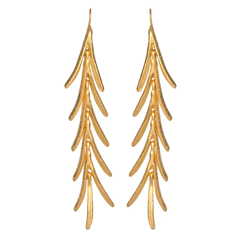 Satin Gold Leaves Drop Fishhook Pierced Earrings sold by Kenneth Jay Lane