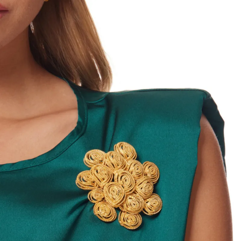 Gold Textured Clusters Pin sold by Kenneth Jay Lane