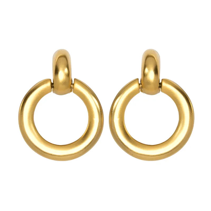 Satin Gold Doorknocker Clip Earrings sold by Kenneth Jay Lane