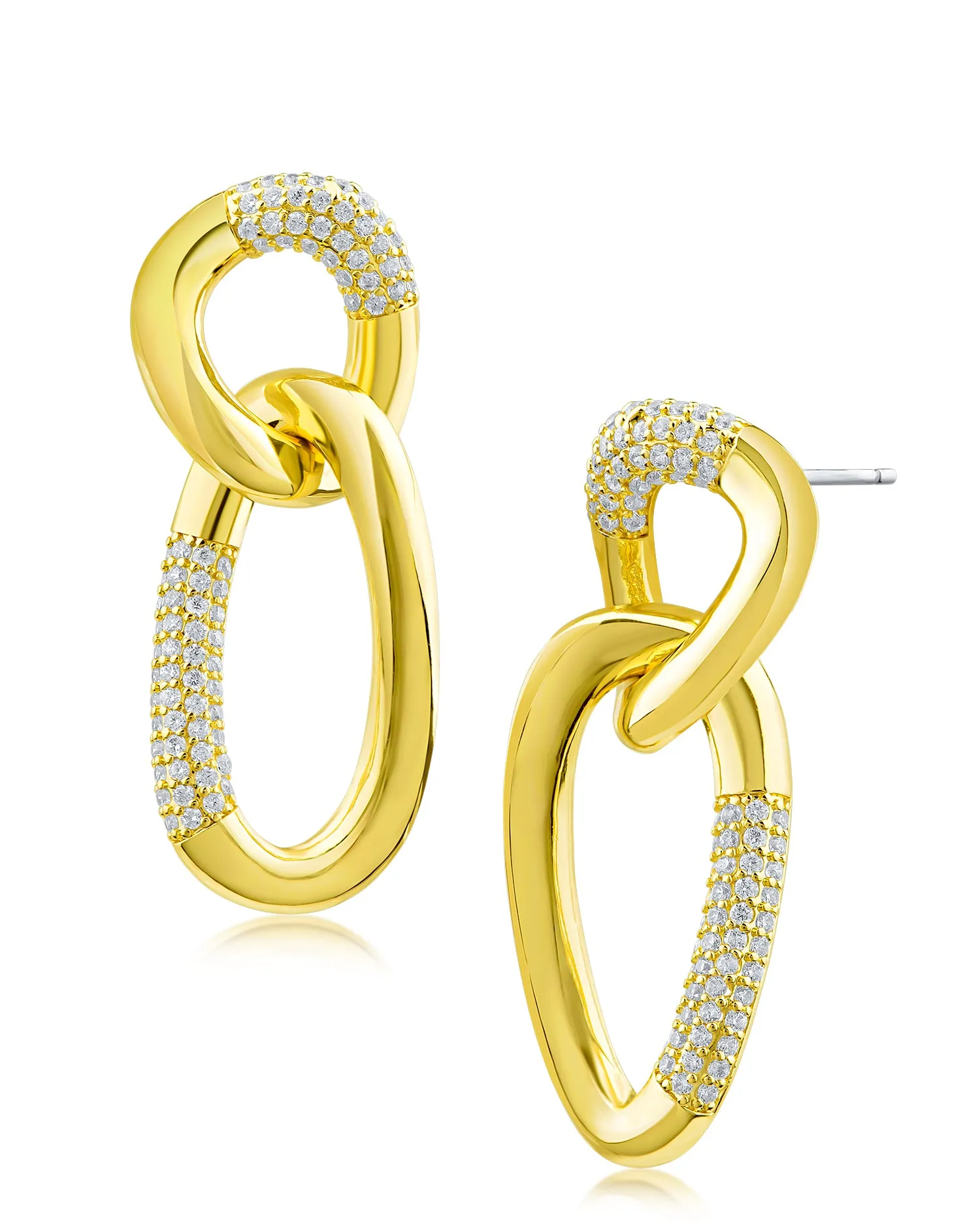 Cubic Zirconia & Gold Plated Oval Link Drop Earrings sold by Kenneth Jay Lane