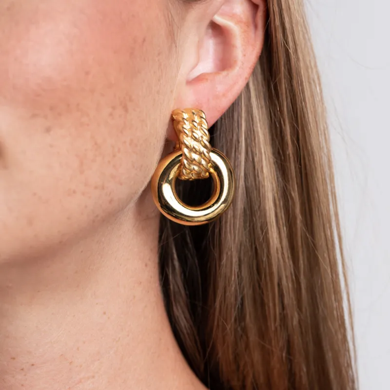 Polished Gold Doorknocker Clip Earrings sold by Kenneth Jay Lane