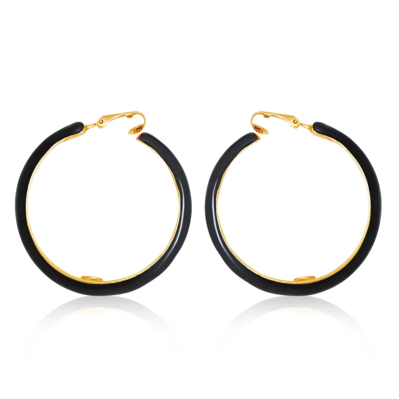 Midnight Glam Clip-On Hoop Earrings sold by Kenneth Jay Lane