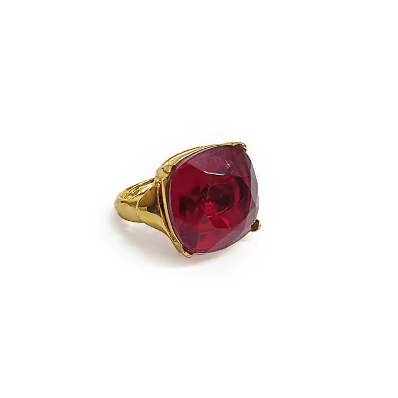Gold and Ruby Square Stone Ring sold by Kenneth Jay Lane