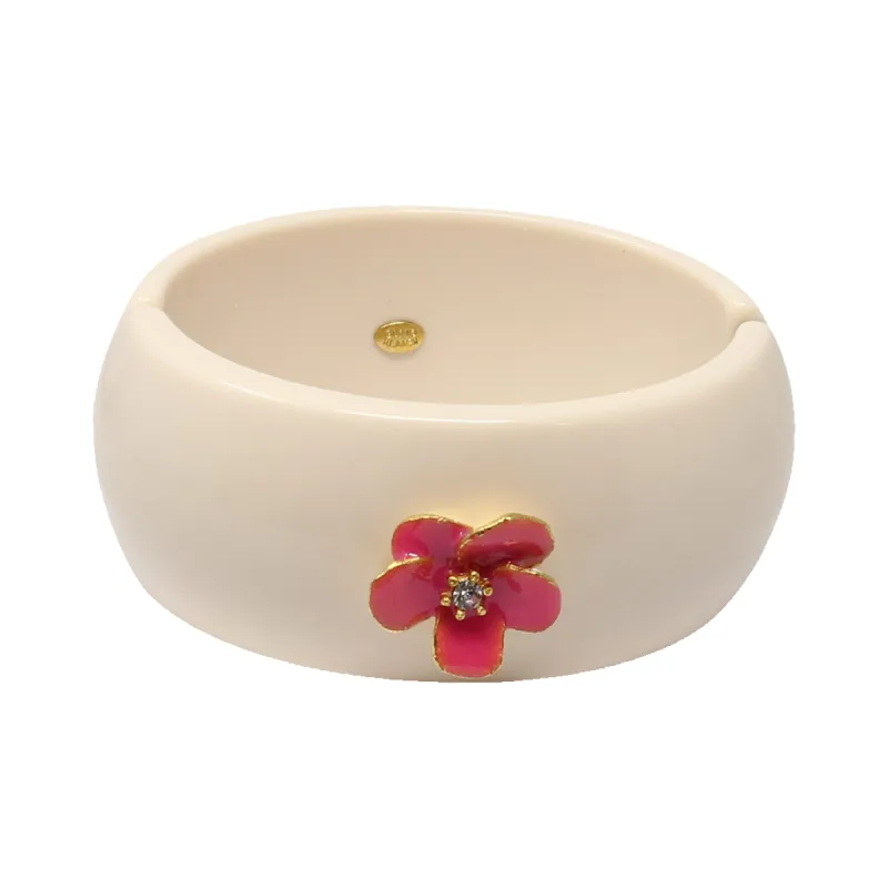 Gold & Pink Enamel Flower Cuff sold by Kenneth Jay Lane