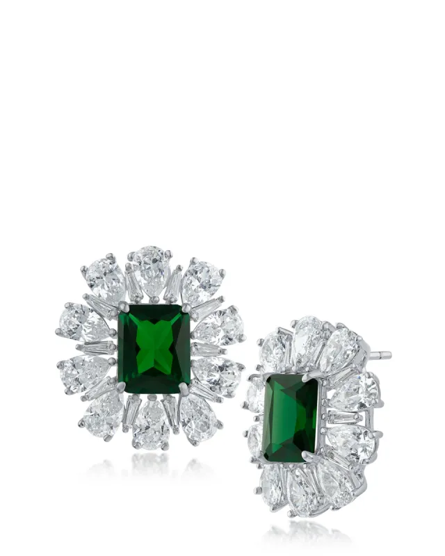 Emerald CZ Button Earrings sold by Kenneth Jay Lane