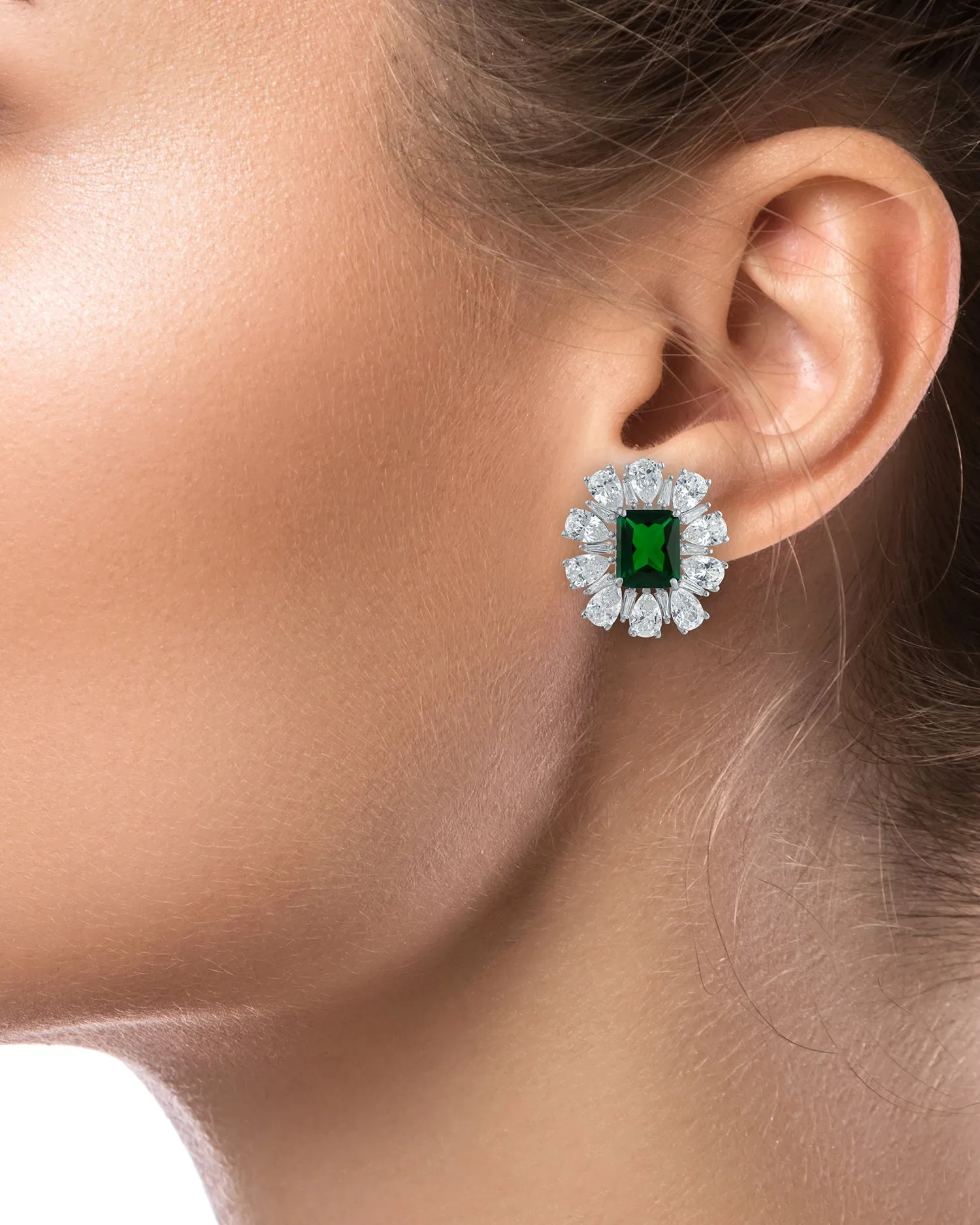 Emerald CZ Button Earrings sold by Kenneth Jay Lane product image thumbnail 2