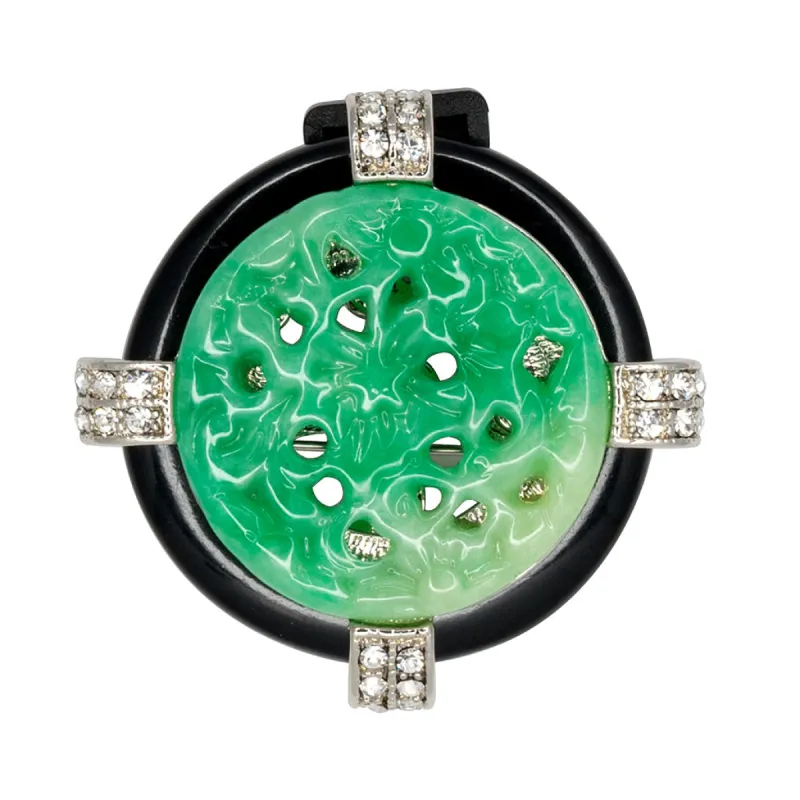Carved Jade Deco Pin sold by Kenneth Jay Lane