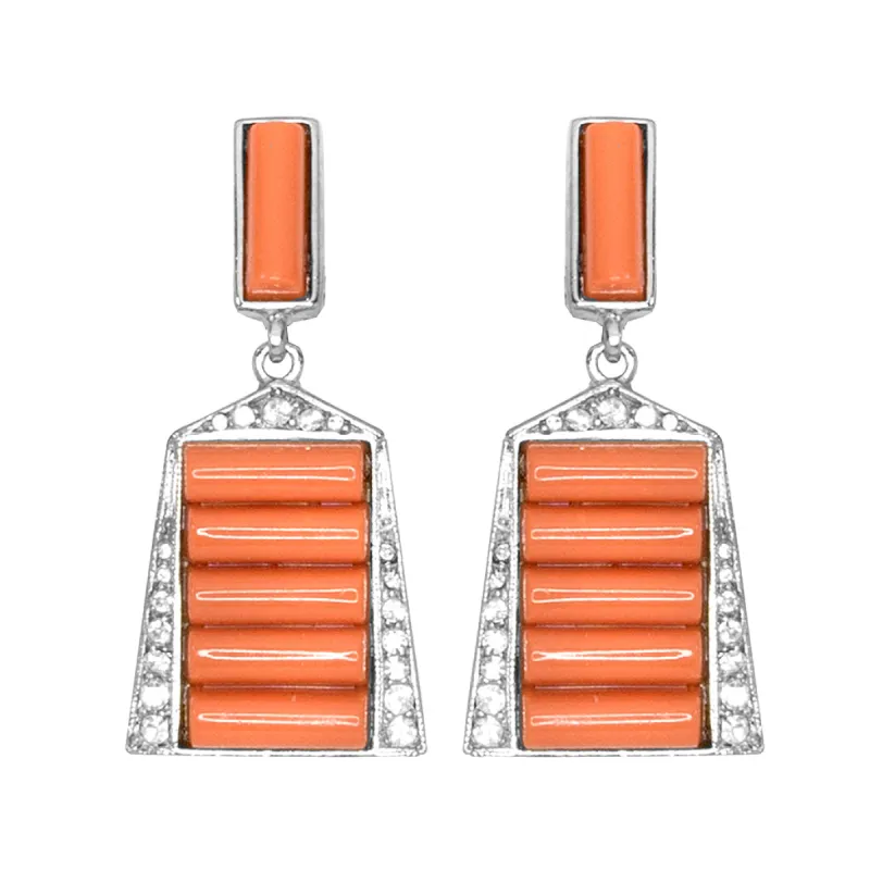 Coral Deco Clip Earrings sold by Kenneth Jay Lane