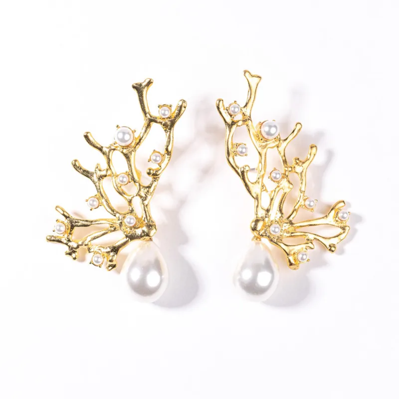 Gold Sea Branch Clip Earrings sold by Kenneth Jay Lane
