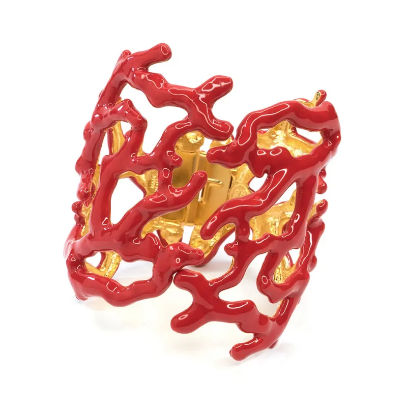Red Enamel Coral Branch Cuff sold by Kenneth Jay Lane