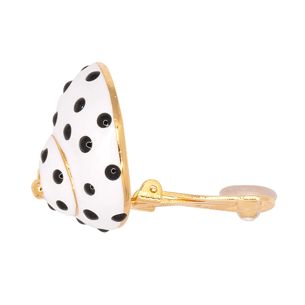 White with Black Dots Shell Clip Earrings sold by Kenneth Jay Lane product image thumbnail 3